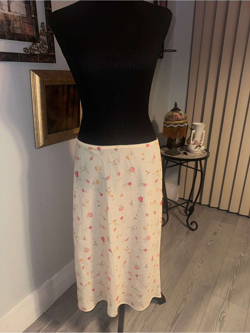 Y2K XOXO Cream Yellow Floral Semi-sheer Midi Skirt - Women